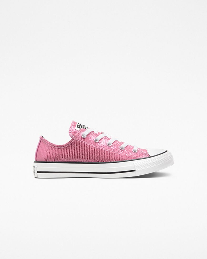 Tenis Converse Chuck Taylor All Star Glitter Cano Baixo Menina Rosa Pretas | PT C03P05T